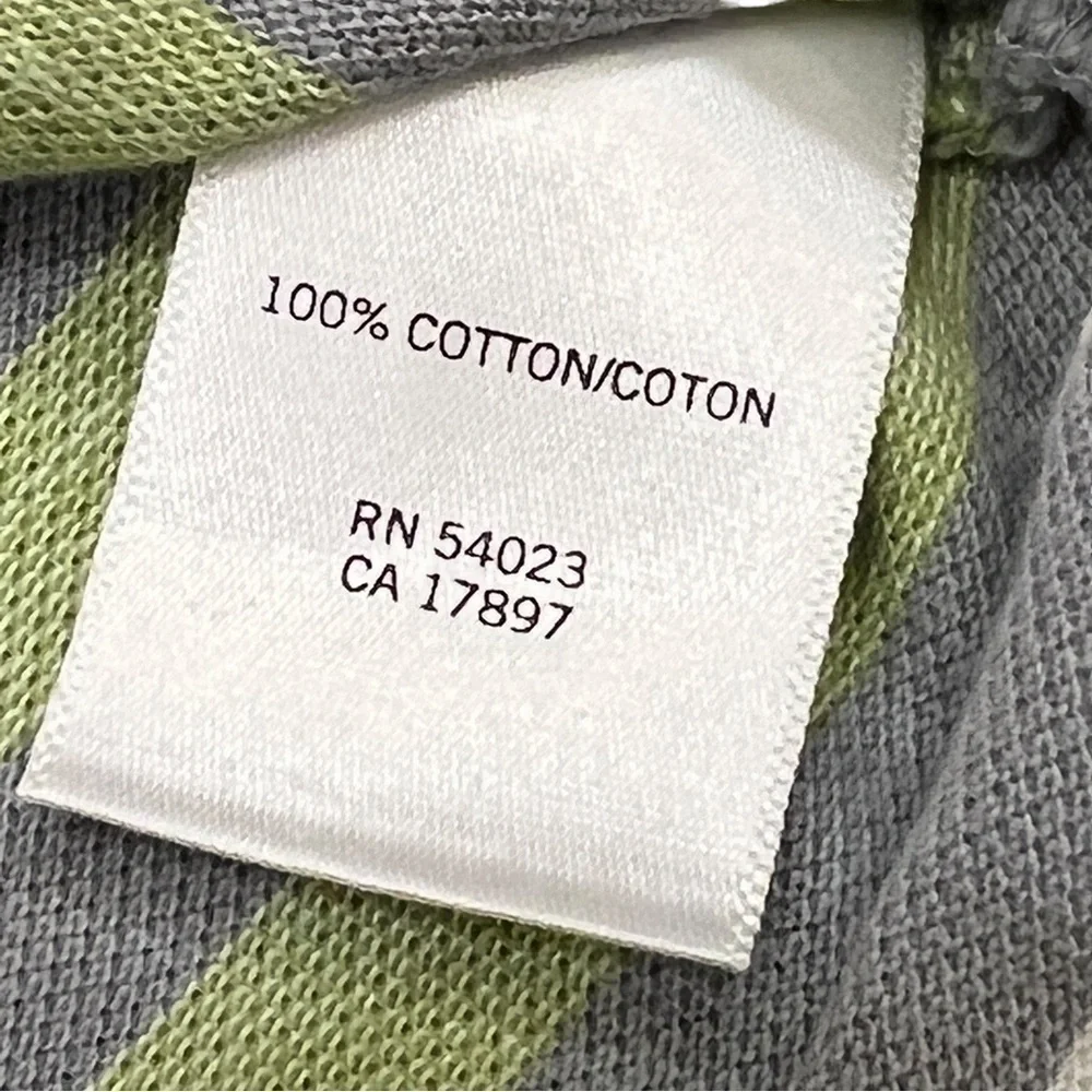 Banana Republic Mens Gray & Green Striped Polo Shirt, Size Medium